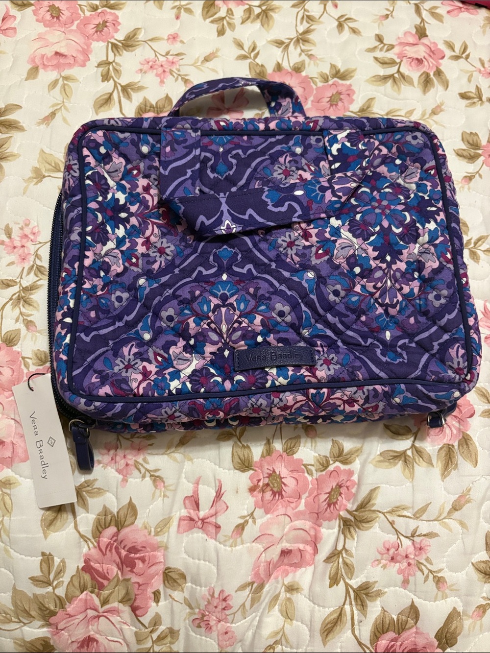 Vera Bradley Purple Floral Quilted Travel Case